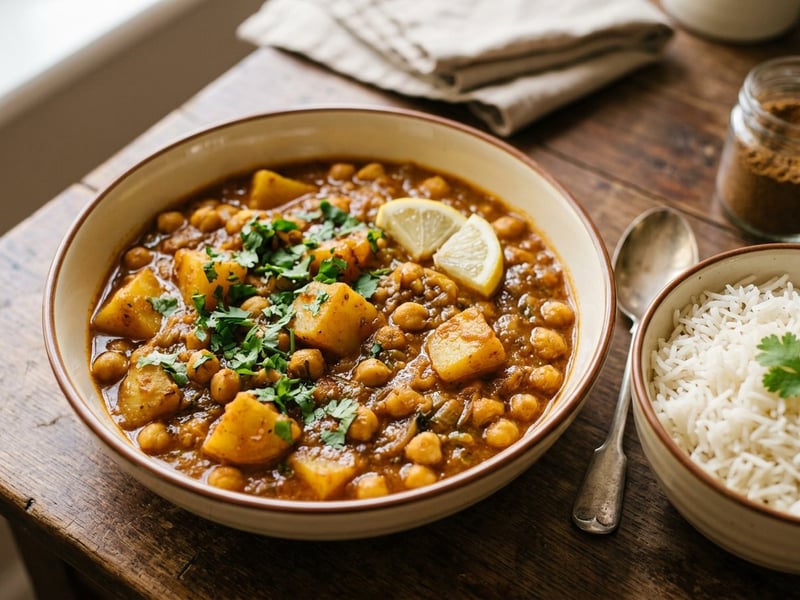 Aloo Chana Masala | Indian Potato and Chickpea Curry