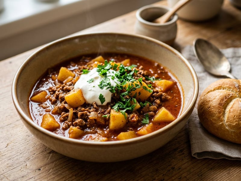 Traditional Viennese Minced Meat Potato Goulash