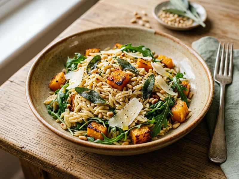 Tuscan Autumn Orzo Salad | With Oven-Roasted Pumpkin & Sage