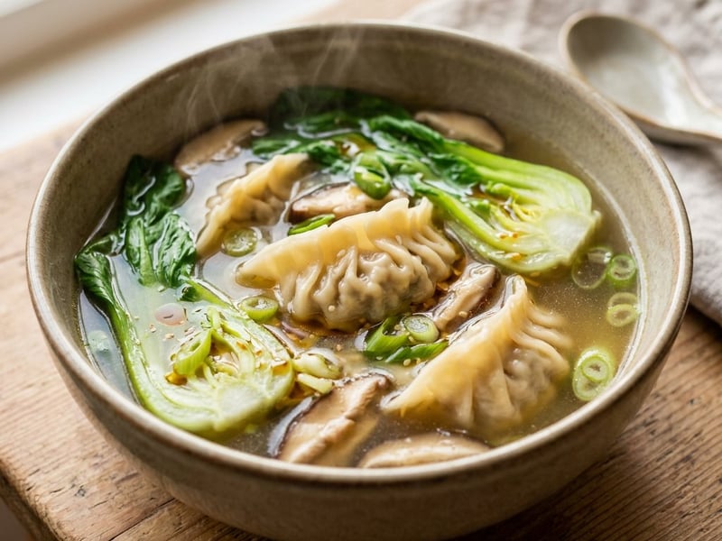 Asiatische Dumpling-Suppe mit Tofu | Wärmend & Aromatisch