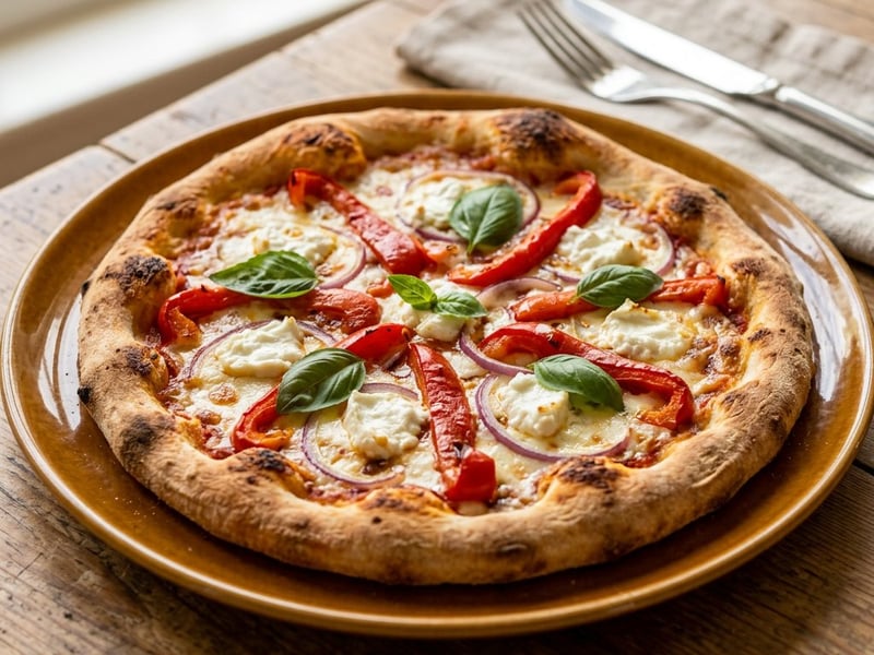 Pizza with Bell Pepper & Goat Cheese | From the Oven