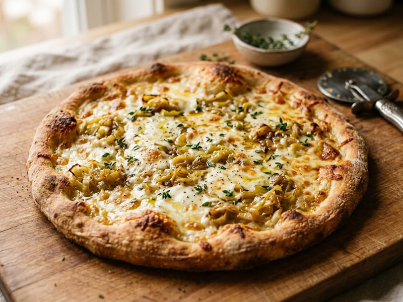 Crispy Pizza Bianca with Leek & Scamorza | From the Oven