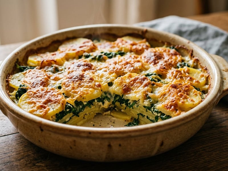 Tyrolean Potato and Spinach Casserole | Savoury with Mountain Cheese