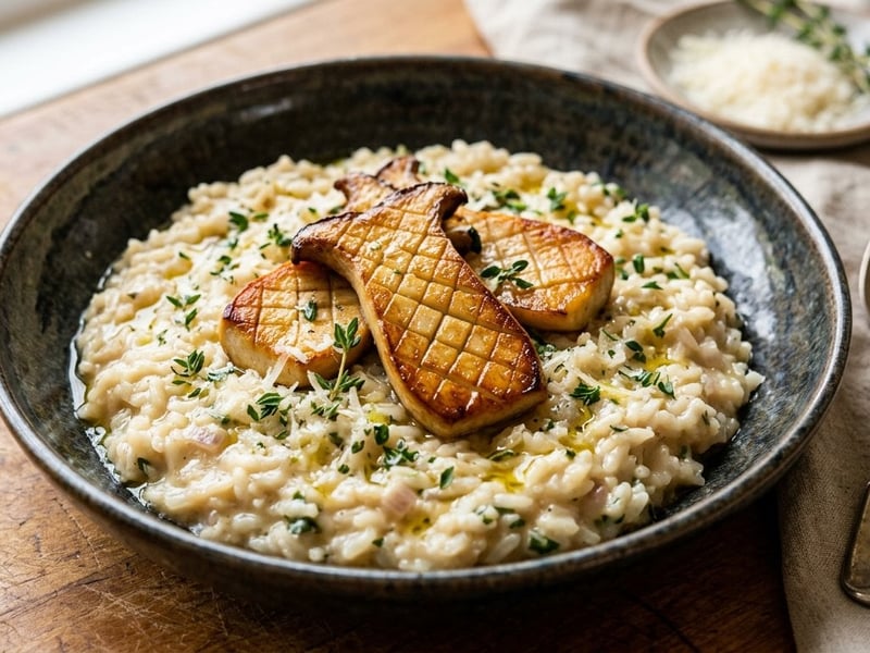 Creamy King Oyster Mushroom Risotto | Delicately Seared & Aromatic