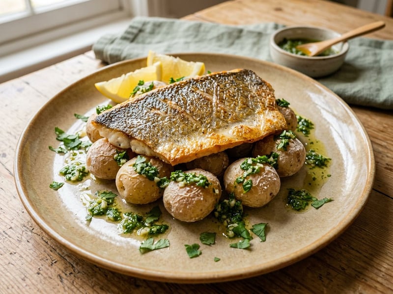 Pan-Fried Sea Bass with Mojo Verde | Crispy & Spicy