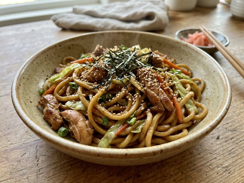 Japanisches Tori Yakisoba | Würzige Streetfood-Nudeln