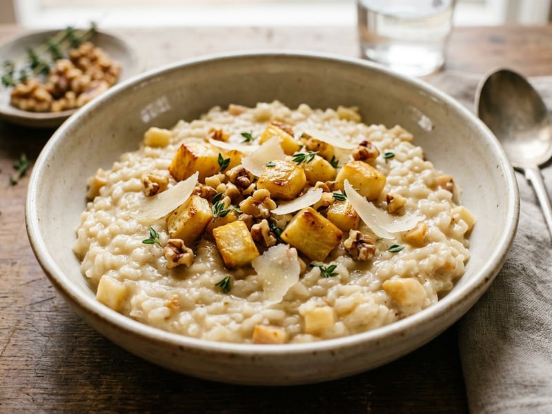 Creamy Parsnip Risotto with Walnuts & Thyme | Delicately Nutty Autumn Delight