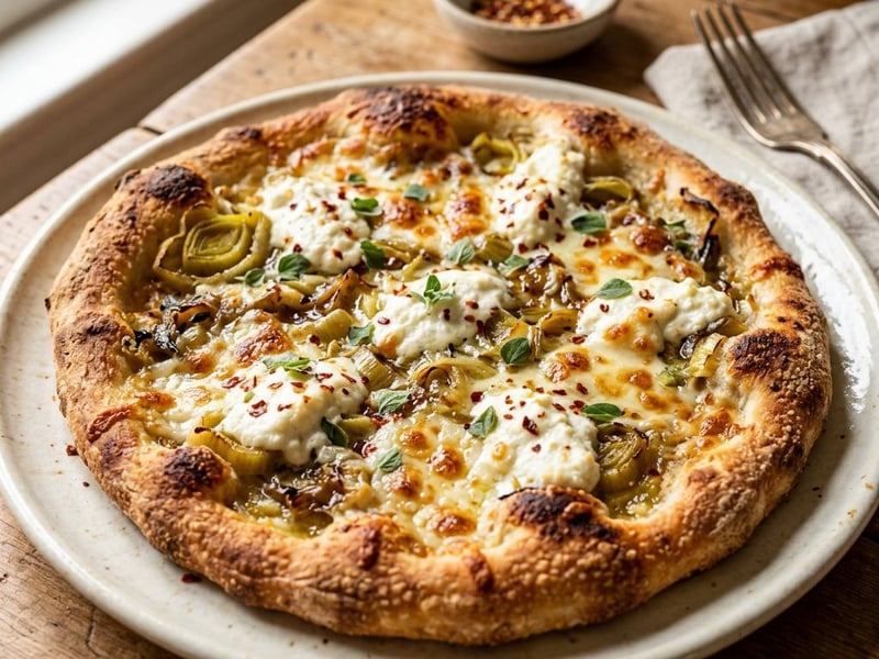 Pizza Bianca mit Lauch & Ricotta | Knusprig aus dem Backrohr