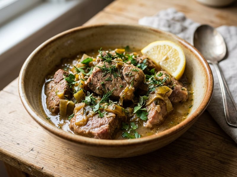 Greek Braised Pork with Leeks | Hirino me Prasa
