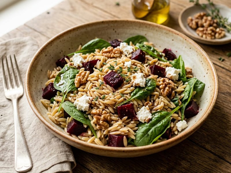 Italian Autumn Orzo Salad | With Oven-Roasted Beetroot & Goat's Cheese