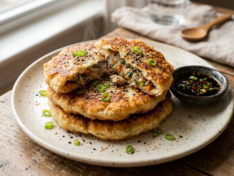 Korean Chicken Hotteok | Crispy Street Food Pancakes