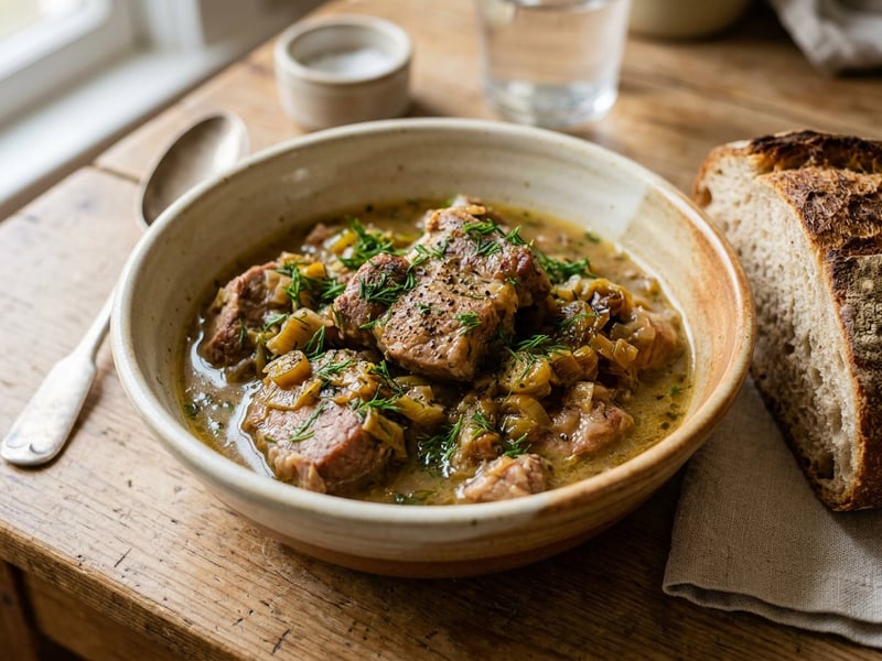 Greek Pork Neck with Leeks | Hirino me Praso