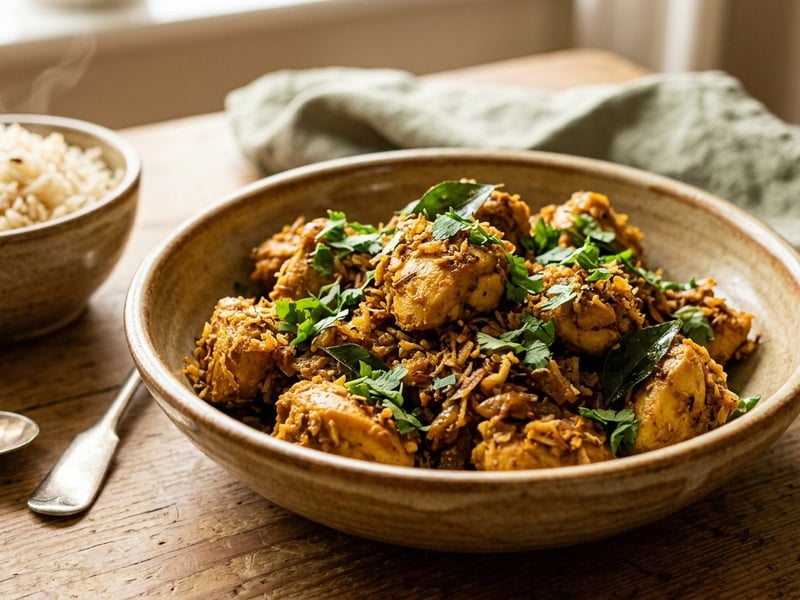 Indisches Hendl Sukka | Würzige Kokos-Pfanne in 25 Min