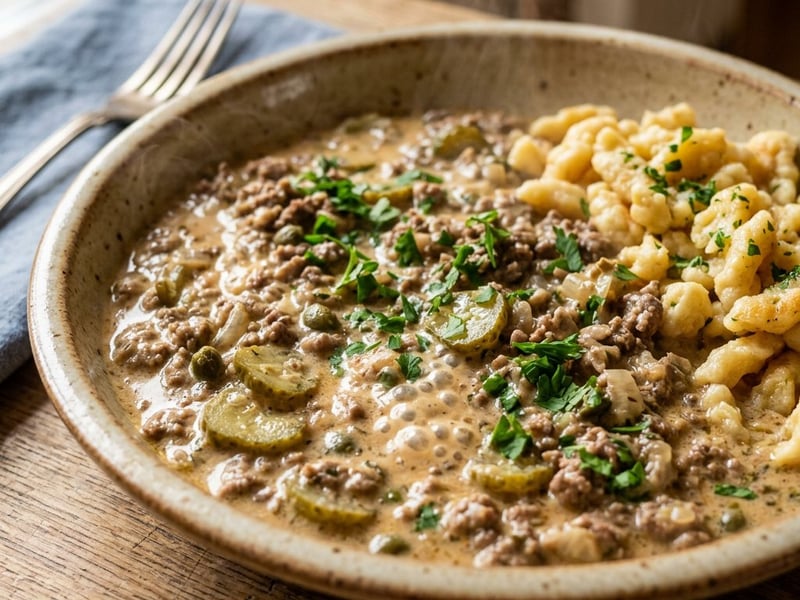 Old Viennese Znojmo Minced Meat with Butter Dumplings | Creamy & Hearty