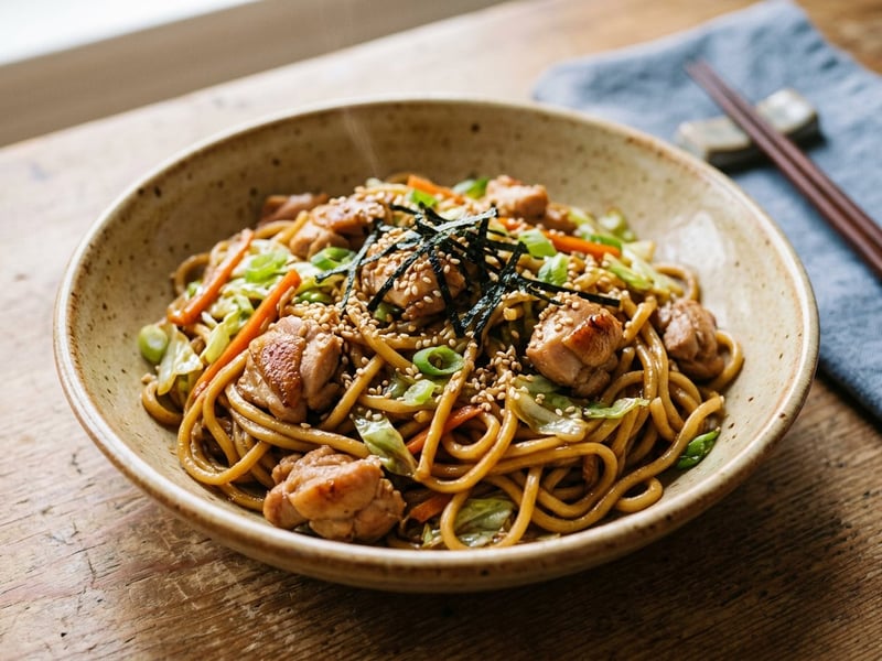 Japanisches Hendl-Yakisoba | Würzige Streetfood-Nudeln
