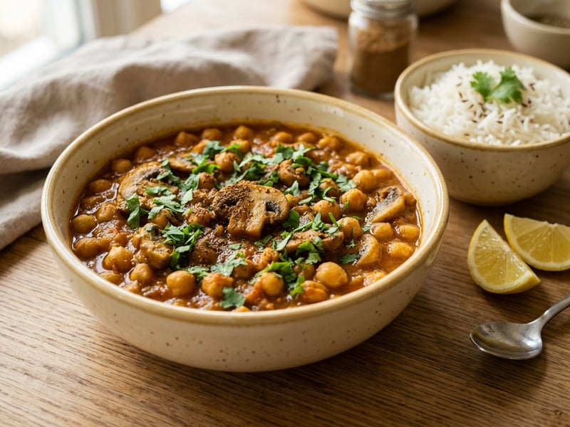 Khumb Chana Masala | Indian Chickpea & Mushroom Curry