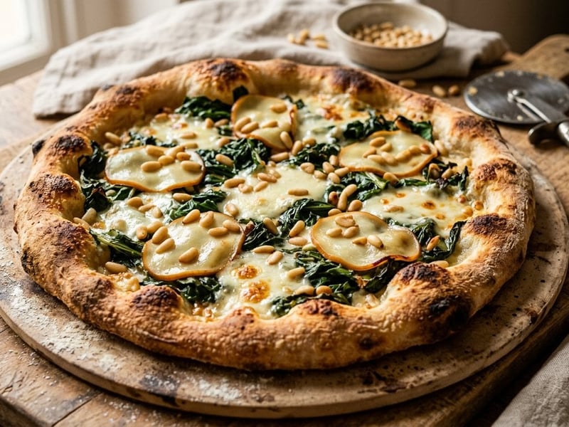 Pizza Bianca with Swiss Chard & Scamorza | Oven-Baked