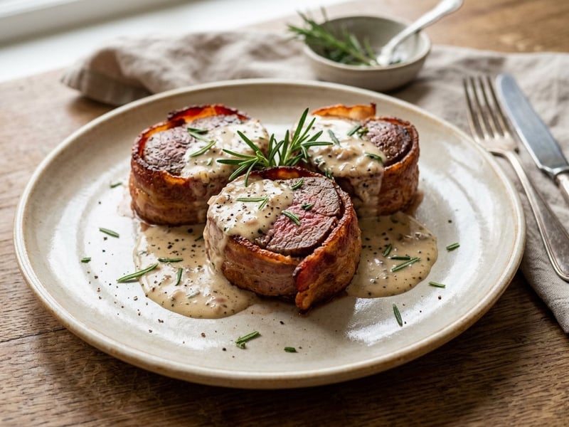 Old Viennese Beef Tenderloin Wrapped in Bacon | Tender Beef Fillet with Cream Sauce