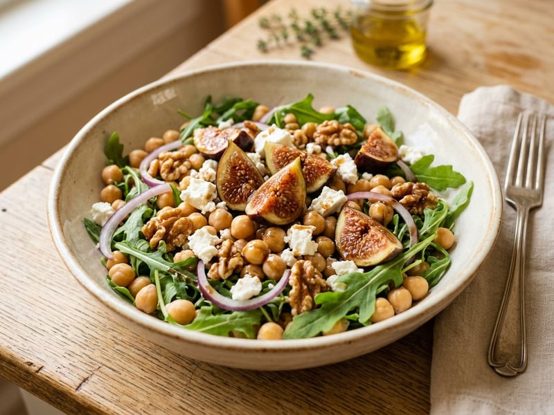 Mediterraner Kichererbsensalat | Mit Backrohr-Feigen & Feta
