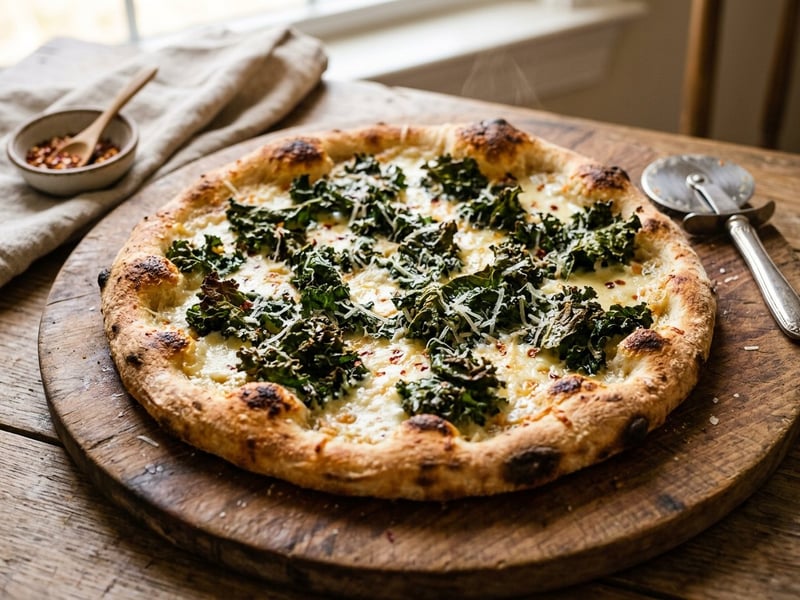 Pizza Bianca mit Grünkohl & Pecorino | Knusprig