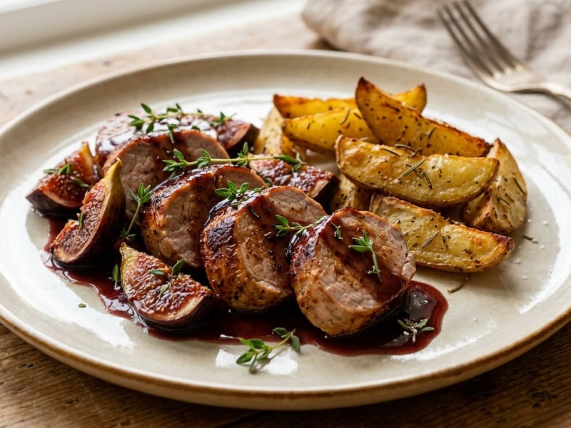 Griechisches Schweinefilet mit Feigen in Rotweinsauce