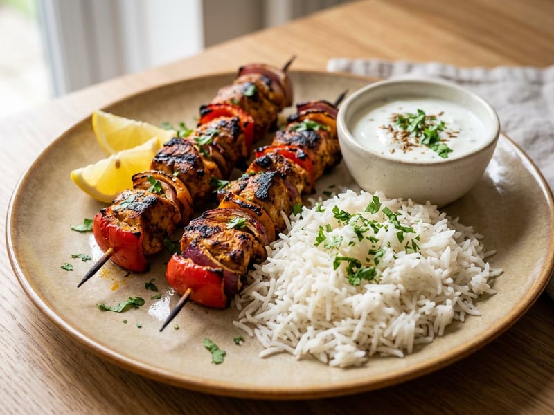Indische Tandoori-Putenspieße aus dem Backrohr