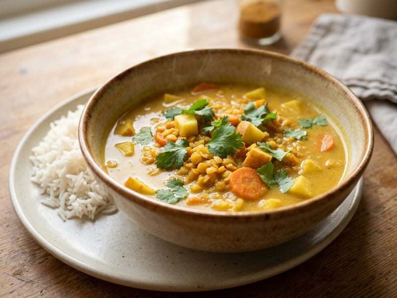 Indisches Mulligatawny-Linsen-Curry | Fruchtig & Würzig