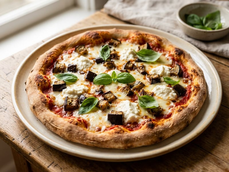 Pizza alla Norma mit Melanzani & Ricotta | Knusprig aus dem Backrohr