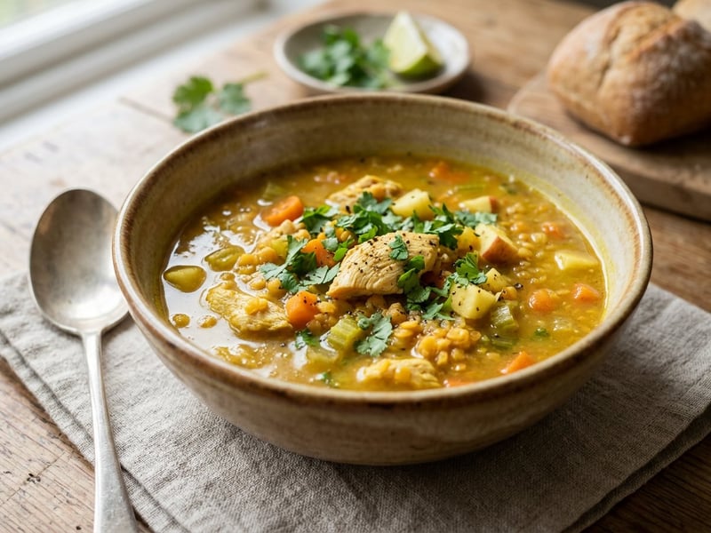 Mulligatawny | Indische Hendl-Currysuppe mit Linsen