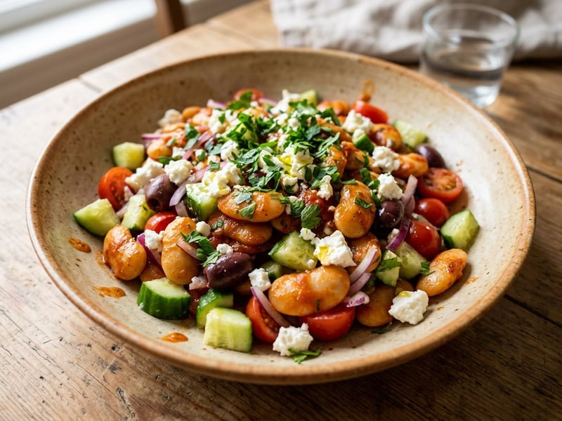 Greek Gigandes Salad | With Oven-Baked Giant Beans