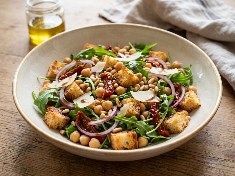 Tuscan Chickpea Panzanella Salad | With Crispy Ciabatta Croutons