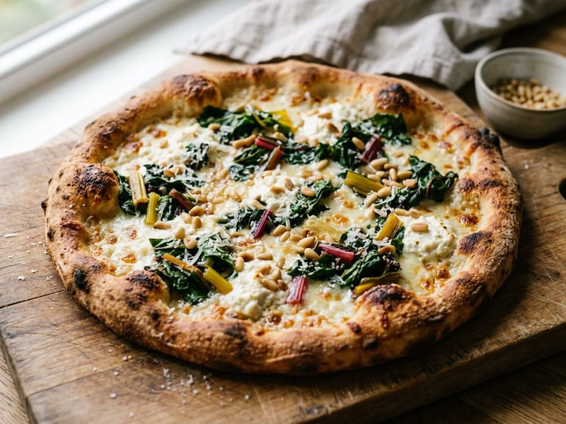 Pizza Bianca mit Mangold & Ricotta | Knusprig gebacken