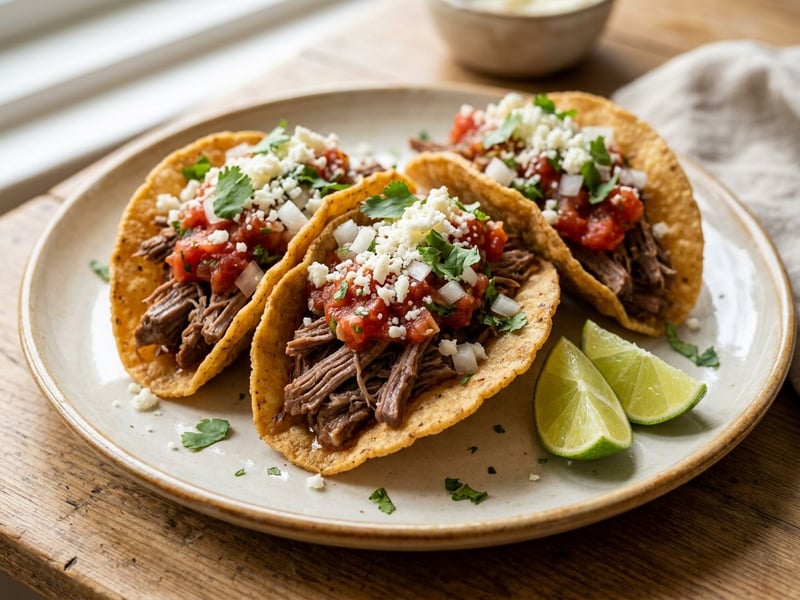 Knusprige mexikanische Chalupas Poblanas mit Rindfleisch