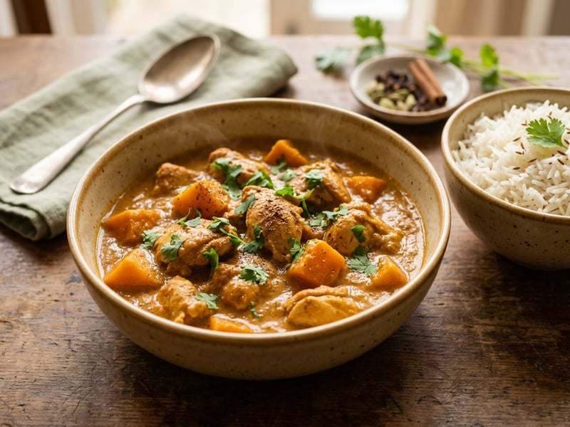 Indisches Kürbis-Hendl-Curry