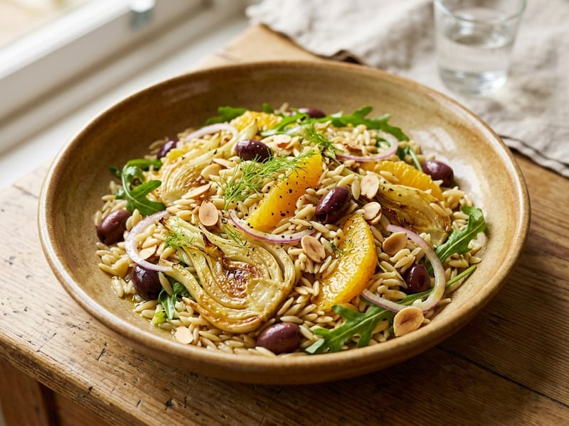 Sicilian Orzo Salad | With Oven-Roasted Fennel & Orange