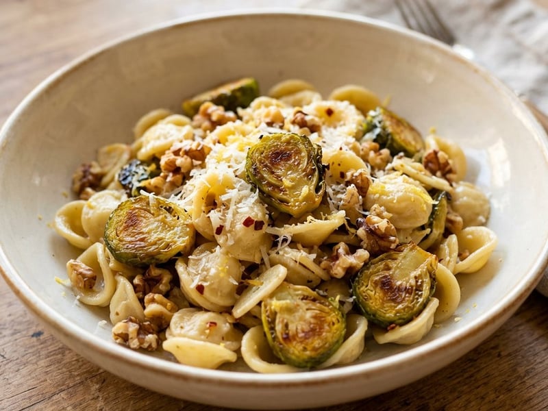Orecchiette with Roasted Brussels Sprouts | Delicate & Nutty