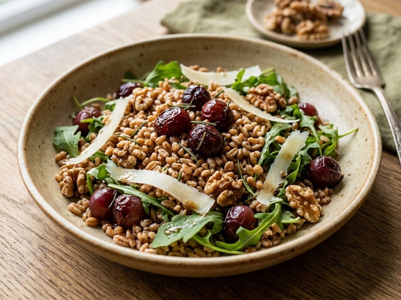 Tuscan Farro Salad | With Roasted Grapes & Pecorino