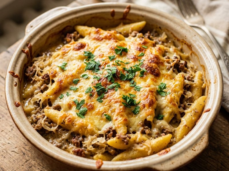 Baked Minced Meat Schupfnudeln | Hearty & Crispy