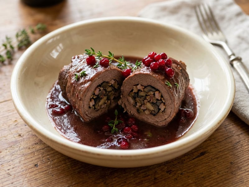 Gefüllte Hirschrouladen mit Steinpilzen & Speck | Aus dem Backrohr