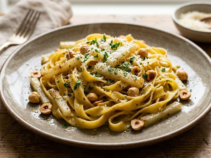 Tagliatelle with Tender Kohlrabi & Roasted Hazelnuts | Fine Autumn Delight