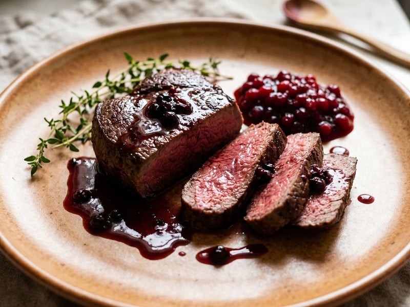 Zarte Hirschsteaks in Wacholder-Rotweinsauce | Zartrosa aus der Pfanne