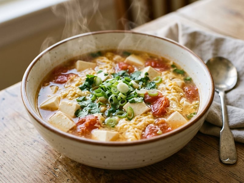 Chinesische Paradeiser-Tofu-Suppe | Wärmend & Samtig