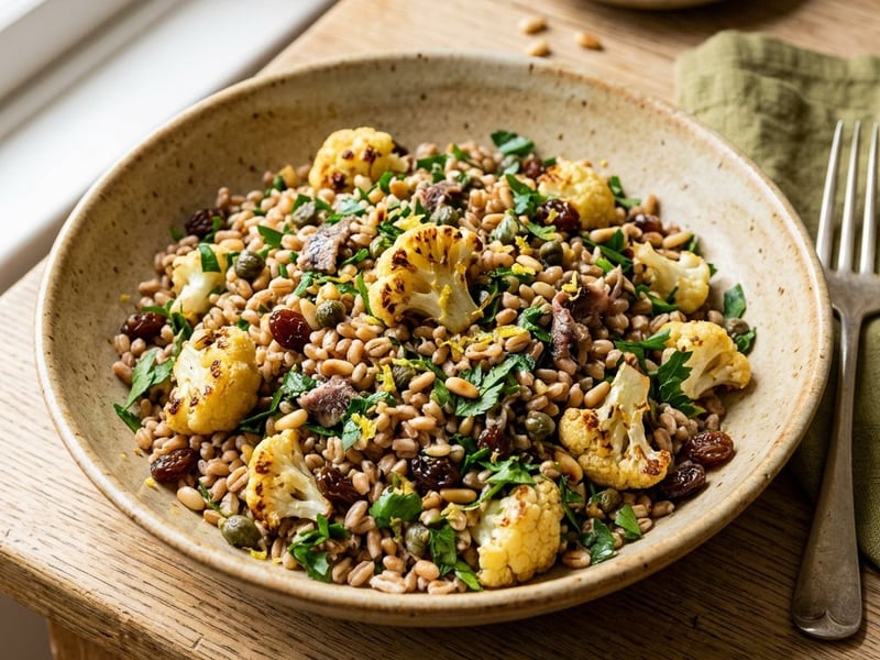 Sicilian Farro Salad | With Cauliflower & Anchovies