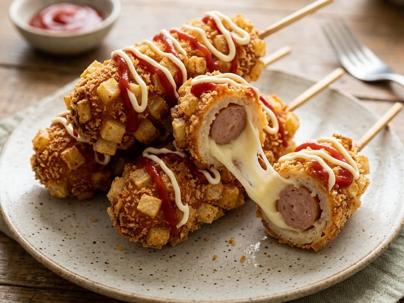 Koreanische Hendl Corn Dogs | Knuspriger Streetfood-Hit