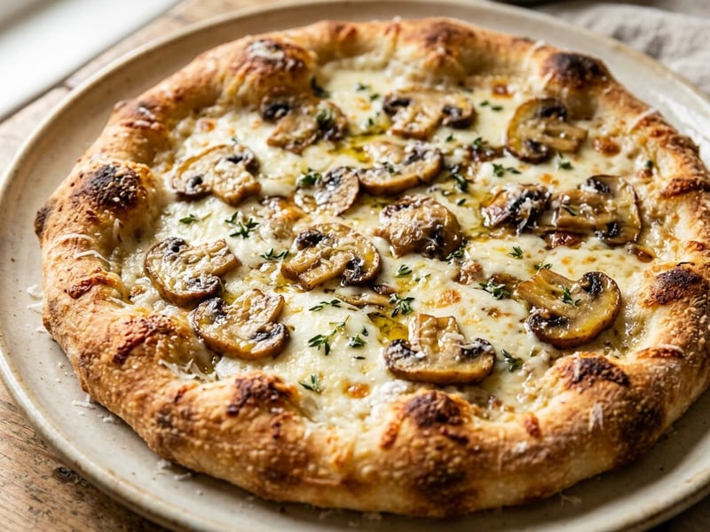 Pizza Bianca mit Champignons & Trüffelöl | Knusprig