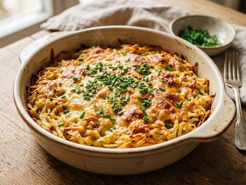 Knuspriger Erdäpfel-Rösti-Auflauf | Mit Bergkäse & Kräutern
