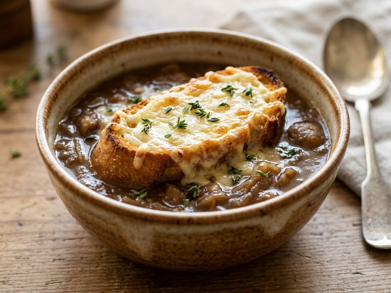 Cevennen-Zwiebelsuppe mit Maroni & Gruyère | Herbstlicher Klassiker