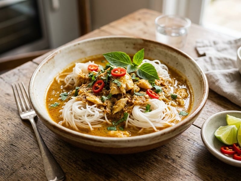 Khanom Jeen Nam Ya Pla | Thailändisches Fischcurry mit Reisnudeln