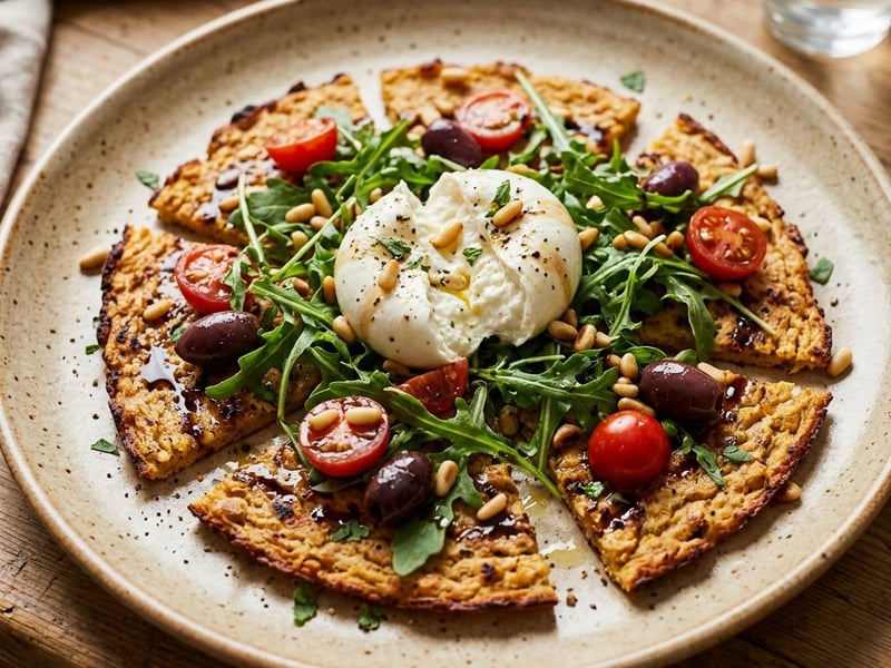 Mediterraner Socca-Salat | Mit cremiger Burrata & Rucola