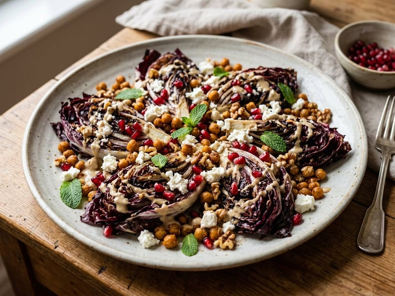 Warmer orientalischer Radicchio-Salat mit Feta & Kichererbsen